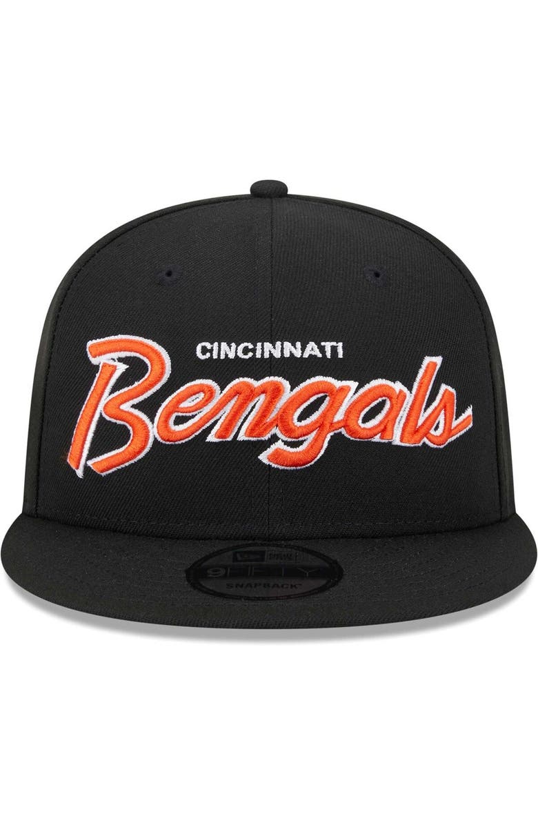 New Era Men's New Era Black Cincinnati Bengals Main Script 9FIFTY Snapback Hat, Alternate, color, Black