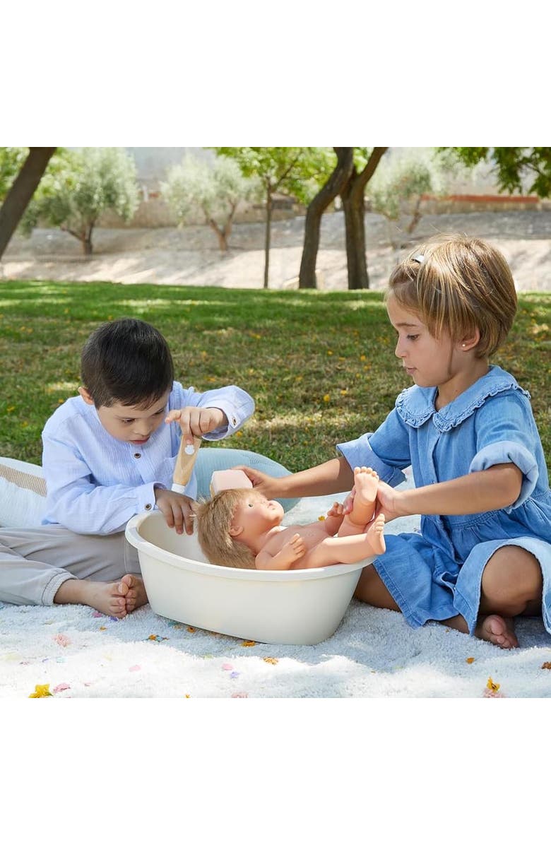 Miniland Bathtub and Rainbow Sponge Doll Accessory Set, Alternate, color, Beige