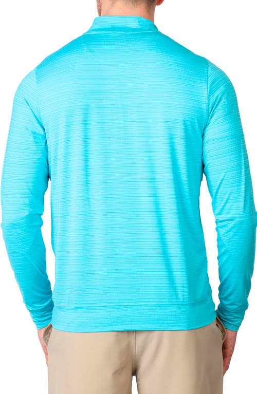 Tailorbyrd Stripe Quarter Zip Performance Polo In Aqua