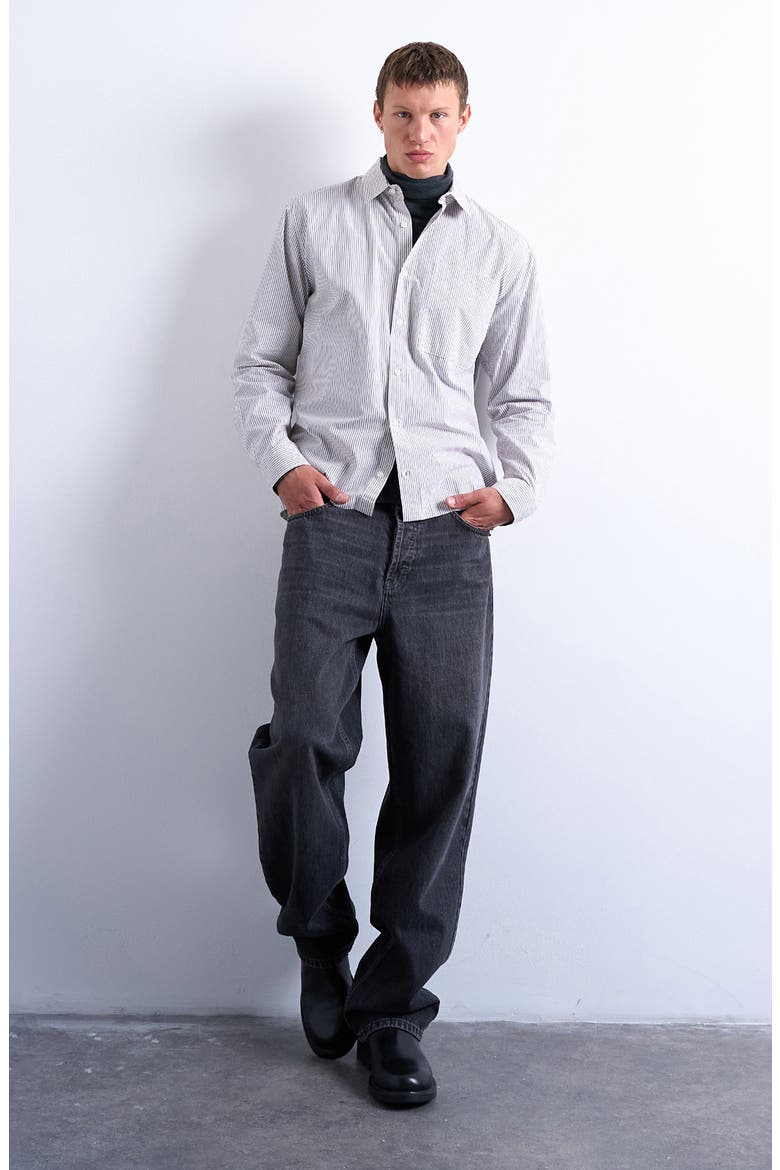 Relaxed Fit Stripe Cotton Button-Up Shirt, Alternate, color, ECRU MULTI