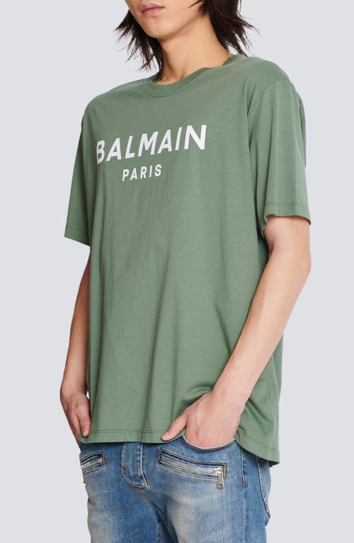 Balmain T-shirt With Logo In Uma Green/white