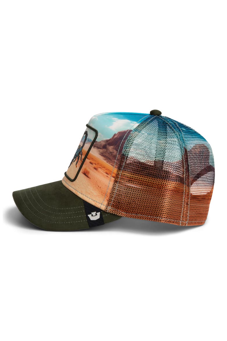 Scorpion in the Element Embroidered Patch Trucker Hat, Alternate, color, PALM