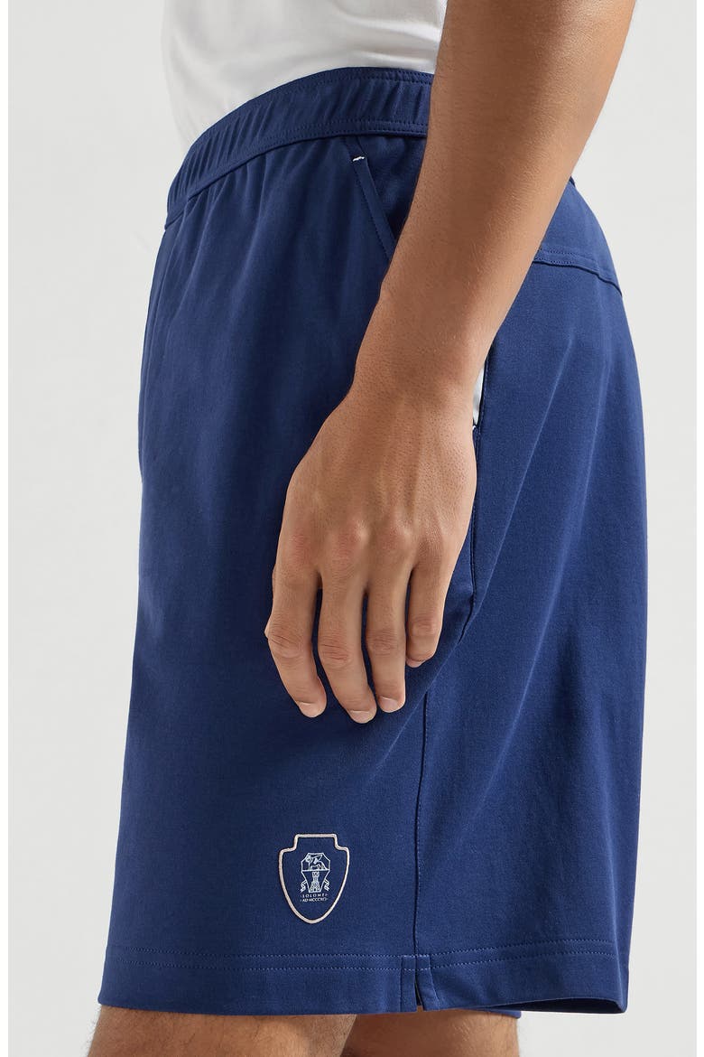Cotton interlock shorts with logo, Alternate, color, Avio Blue