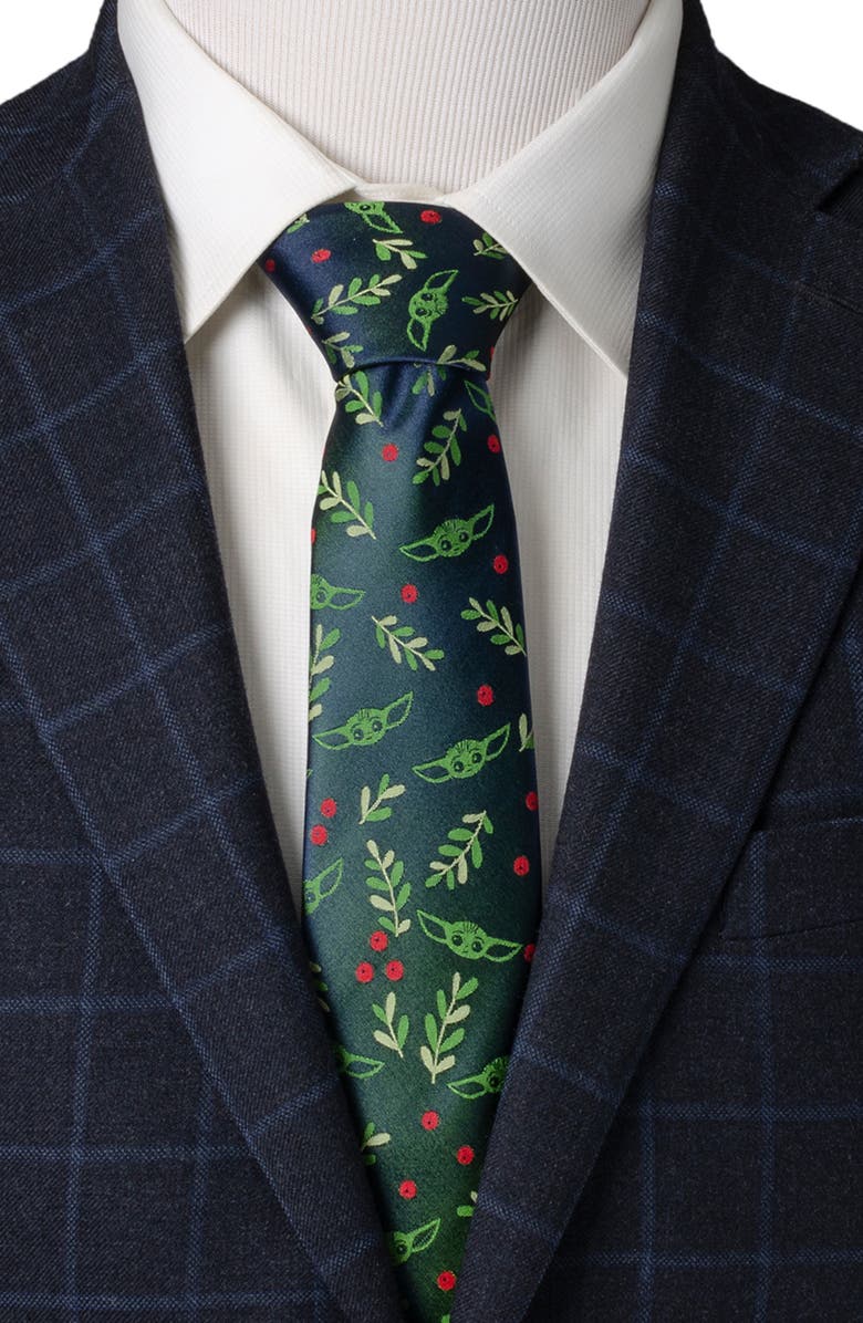 Cufflinks, Inc. Star Wars Grogu Holiday Silk Blend Tie, Alternate, color, Green/ Red