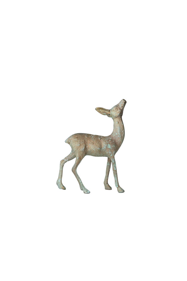 Cast Aluminum Deer, Gold Verdigris Finish, Alternate, color, Gold