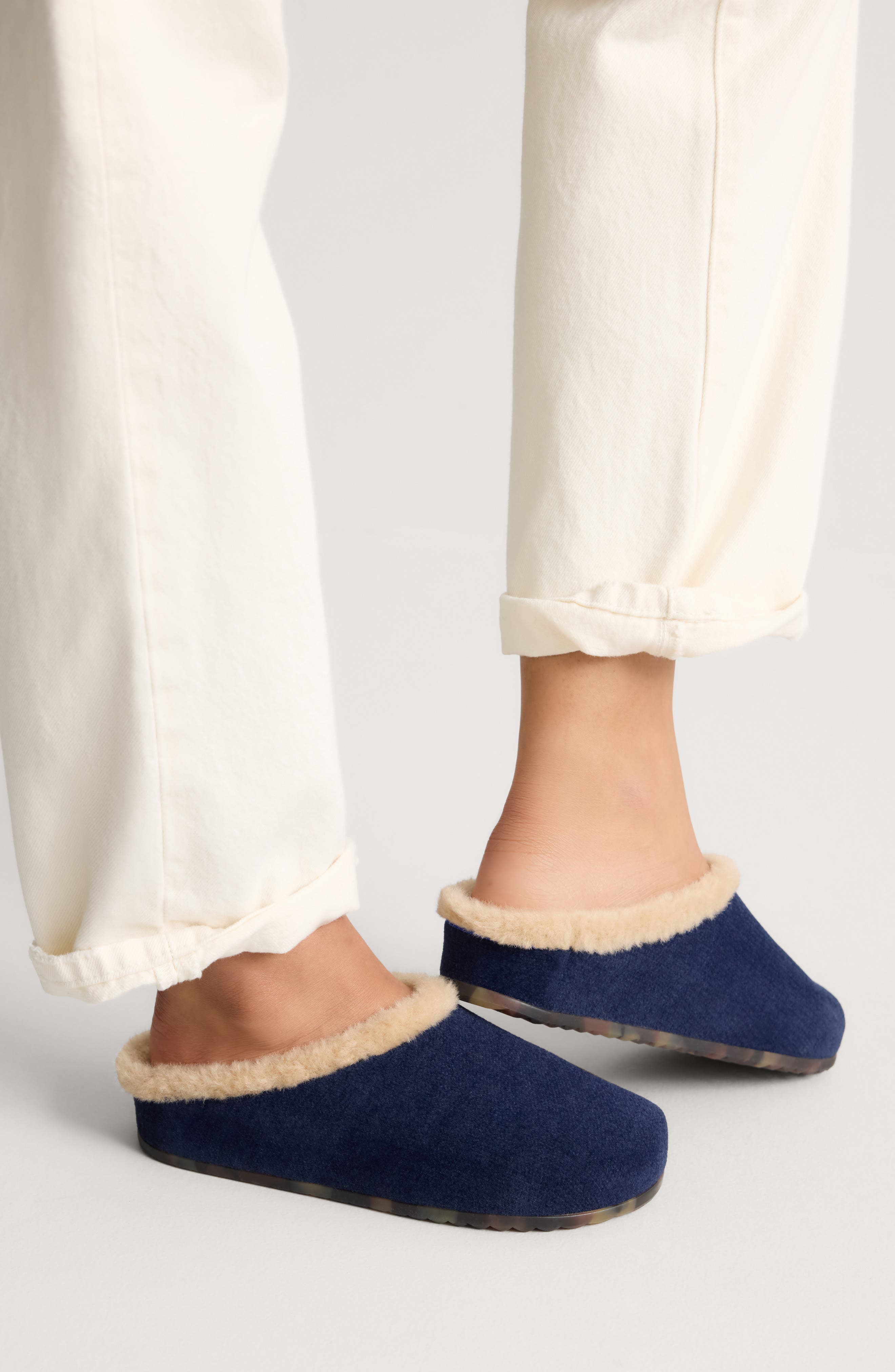 The Revelvet Après Faux Fur Lined Clog, Alternate, color, REVELVET NAVY