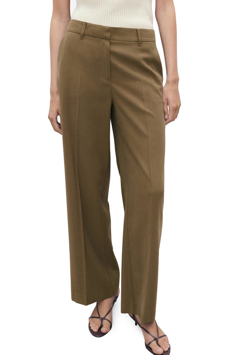 MANGO Carlos Wide Leg Pants, Main, color, Khaki
