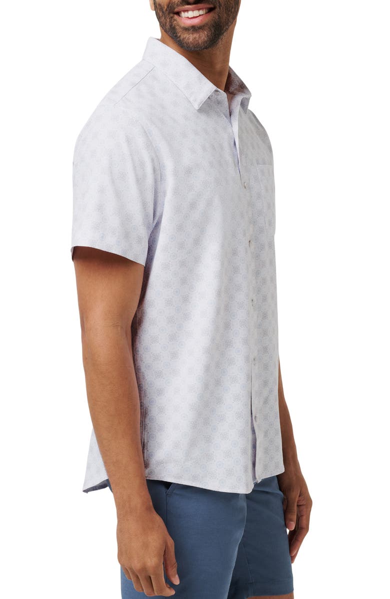 TravisMathew Postcard Please Short Sleeve Button-Up Shirt, Alternate, color, White