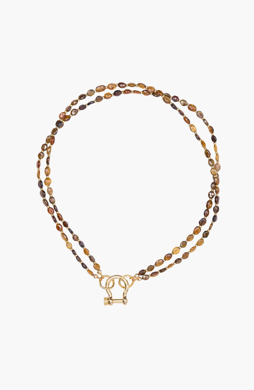 Shop Spicy Dan Sir Double Stranded Petro-tourmaline Necklace In Brown