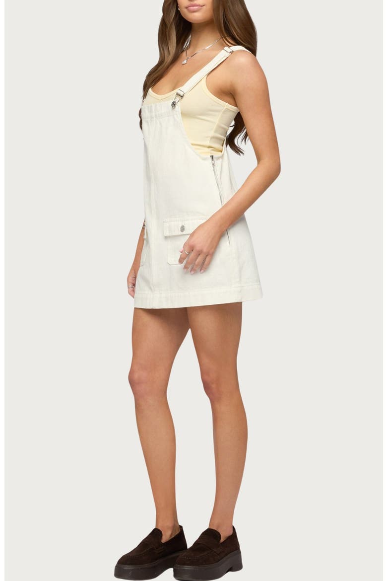 Denim Overall Minidress, Alternate, color, WHITE