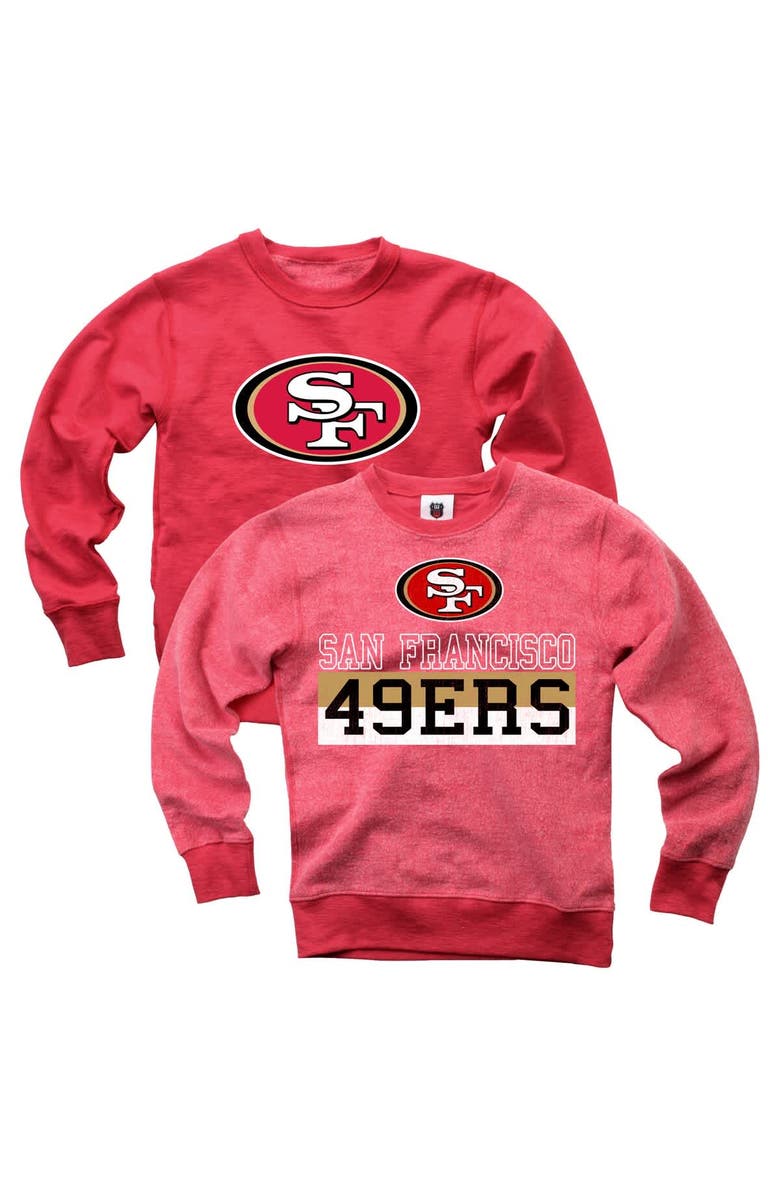 Wes & Willy Youth Wes & Willy Scarlet San Francisco 49ers Reversible Fleece Pullover Sweatshirt, Main, color, Scarlet