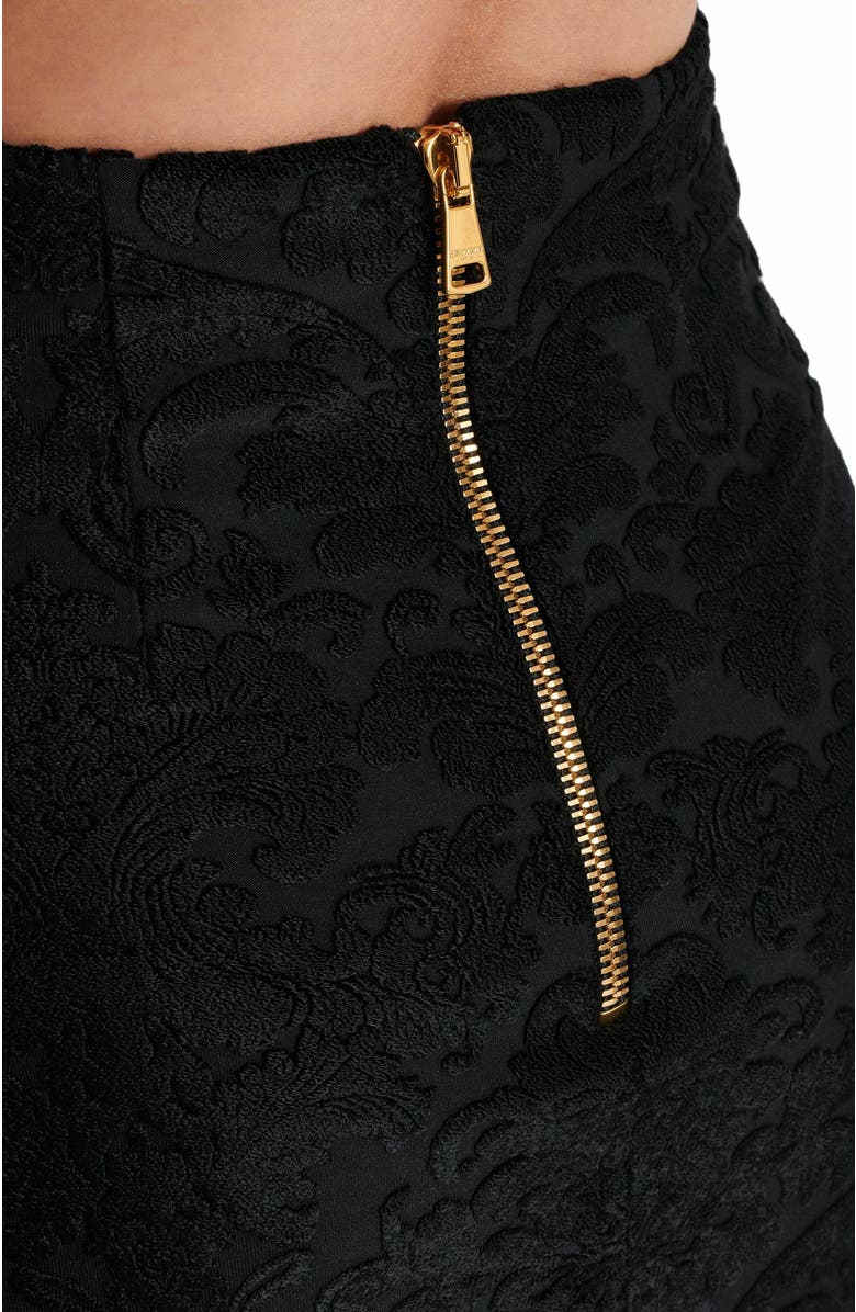 Balmain Baroque Pattern Midi Skirt, Alternate, color, Black