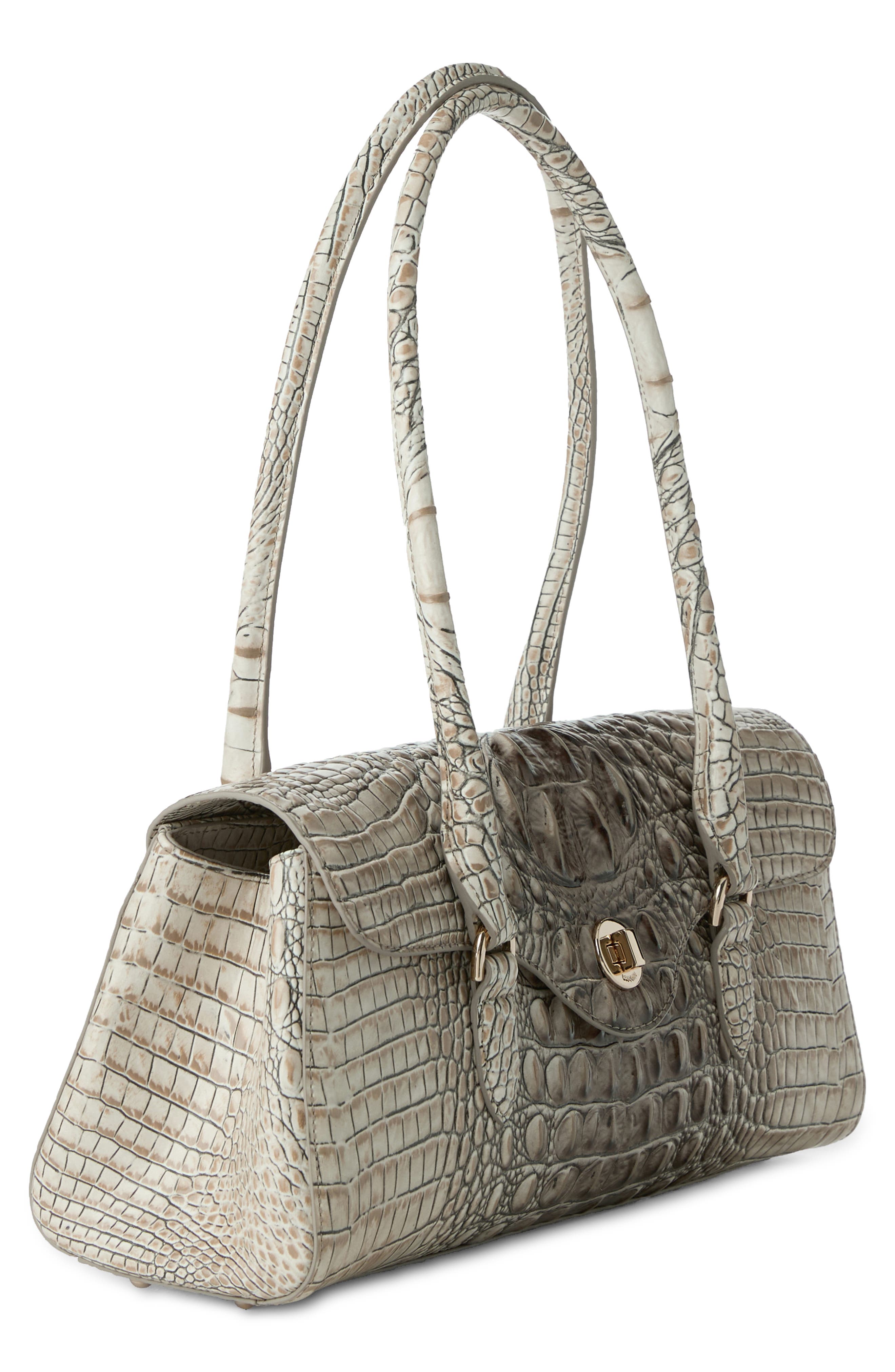 Brahmin Dayan Croc Embossed Leather Satchel, Alternate, color, 