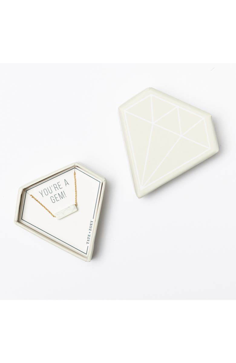 Totalee Gift You're a Gem Necklace, White Burnished Brass White, Main, color,