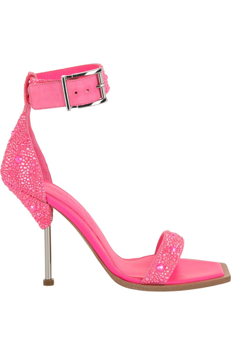 McQueen Crystal Embellished Sandal, Alternate, color, Pink Silver