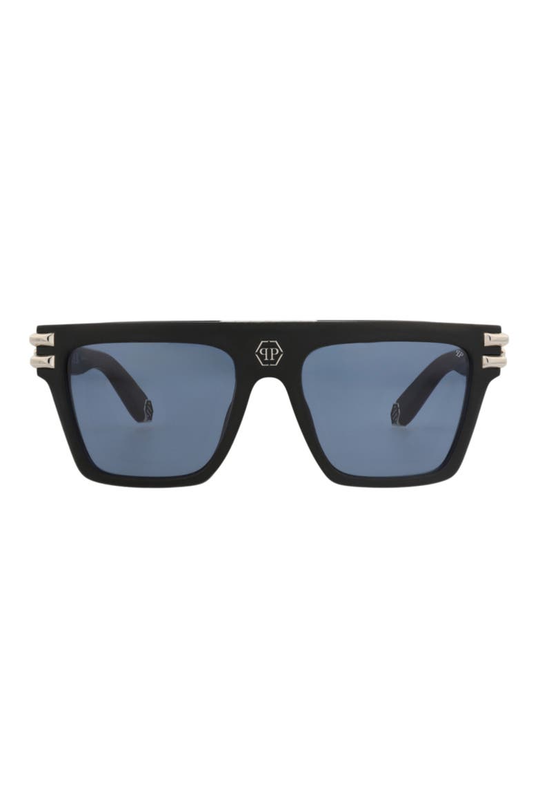56mm Square Sunglasses, Main, color, BLACK BLACK BLUE