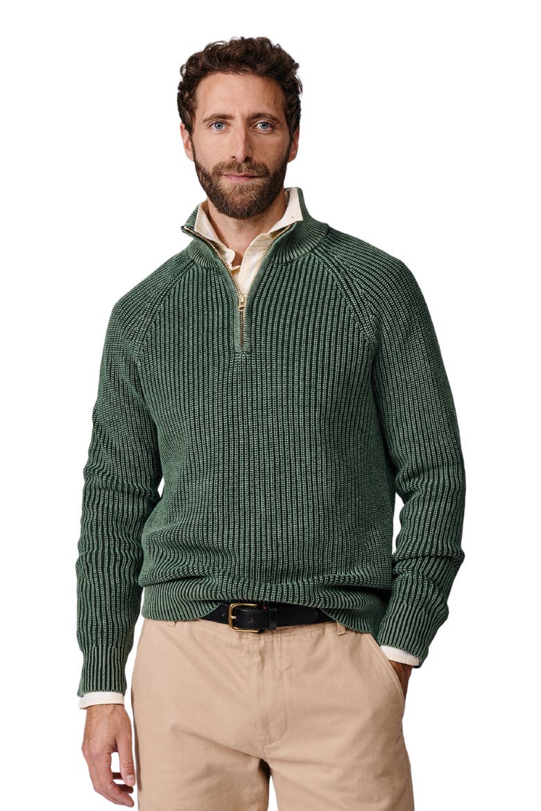 Martin Zip Neck Long Sleeve Jumper, Main, color, Khaki