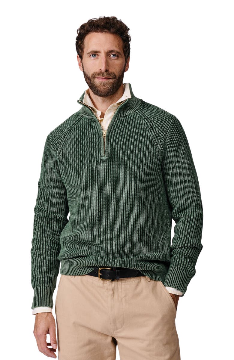 Aubin Martin Zip Neck Long Sleeve Jumper, Main, color, Khaki