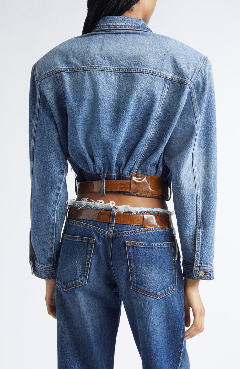 JULIE KEGELS Venim Belted Denim Button-Up Shirt, Alternate, color, Light Blue