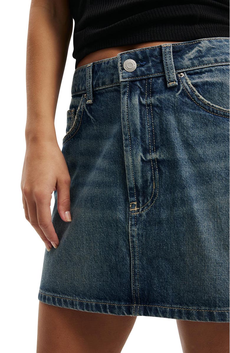 Cotton On Women's Original Denim Mini Skirt, Alternate, color, Blue Dusk