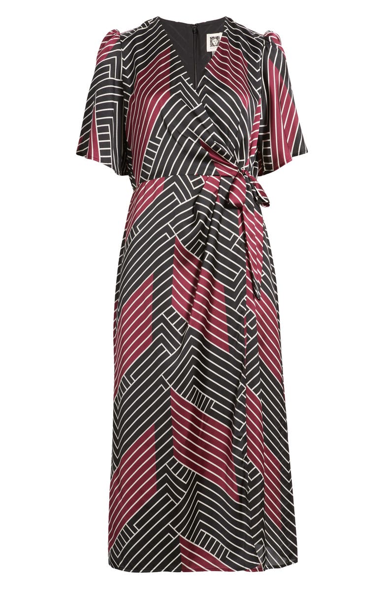 Anne Klein Print Flutter Sleeve Faux Wrap Dress, Alternate, color,