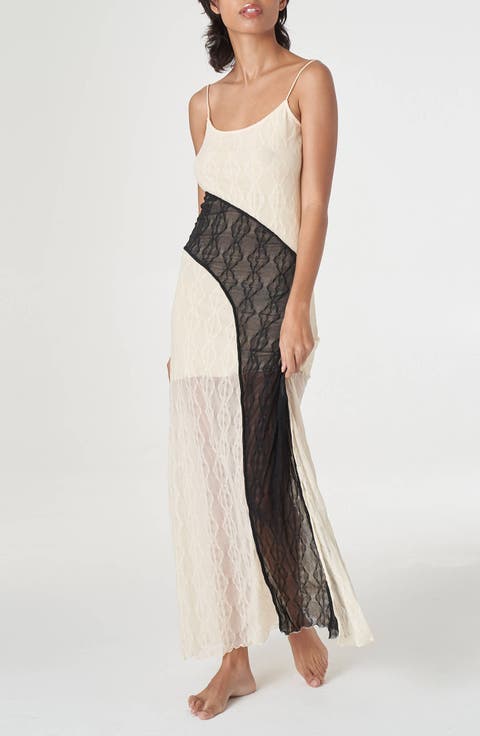 Mariposa Colorblock Texture Maxi Slipdress