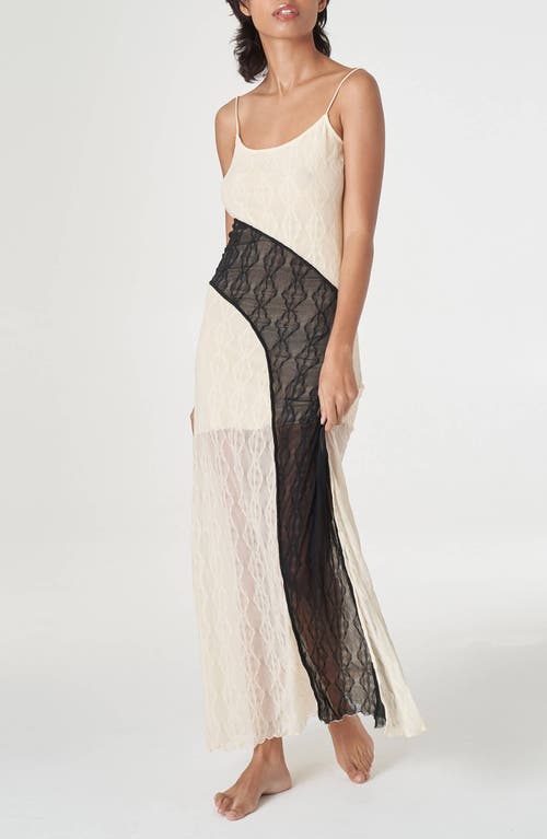 Find Me Now Mariposa Colorblock Texture Maxi Slipdress In White