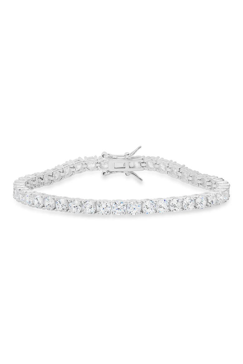 Sterling Silver Round Cut Cubic Zirconia Tennis Bracelet, Main, color, SILVER