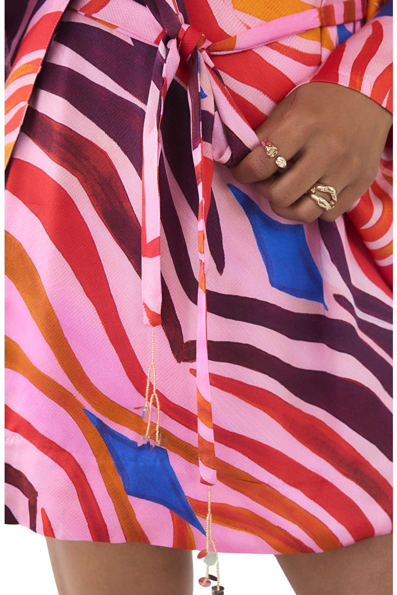 Paradiso Long Sleeve Print Minidress, Alternate, color, PINK