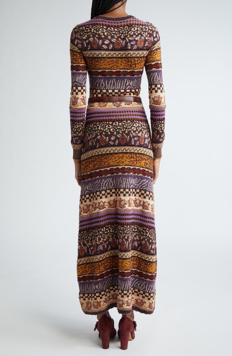 Ulla Johnson Paloma Metallic Mixed Jacquard Long Sleeve Sweater Dress, Alternate, color, 