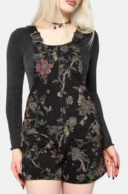 Disturbia Poison Eden Print Denim Dungaree Overall