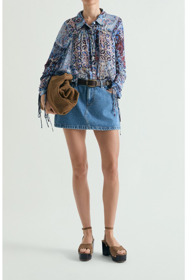 Denim Mini Skirt, Alternate, color, Denim