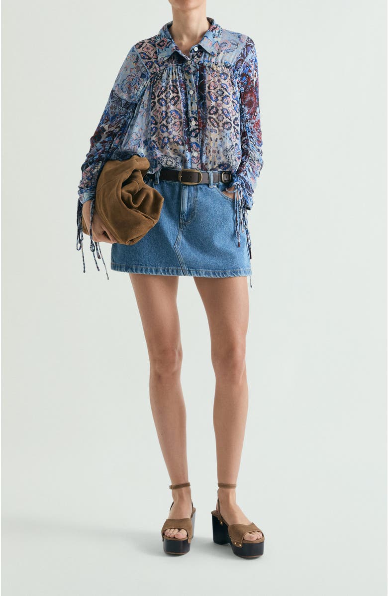 Scalpers Denim Mini Skirt, Alternate, color, Denim