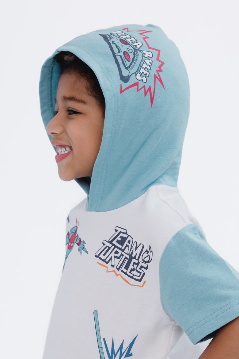 2-Piece Hooded Tee and Shorts Set, Alternate, color, Teal Off White