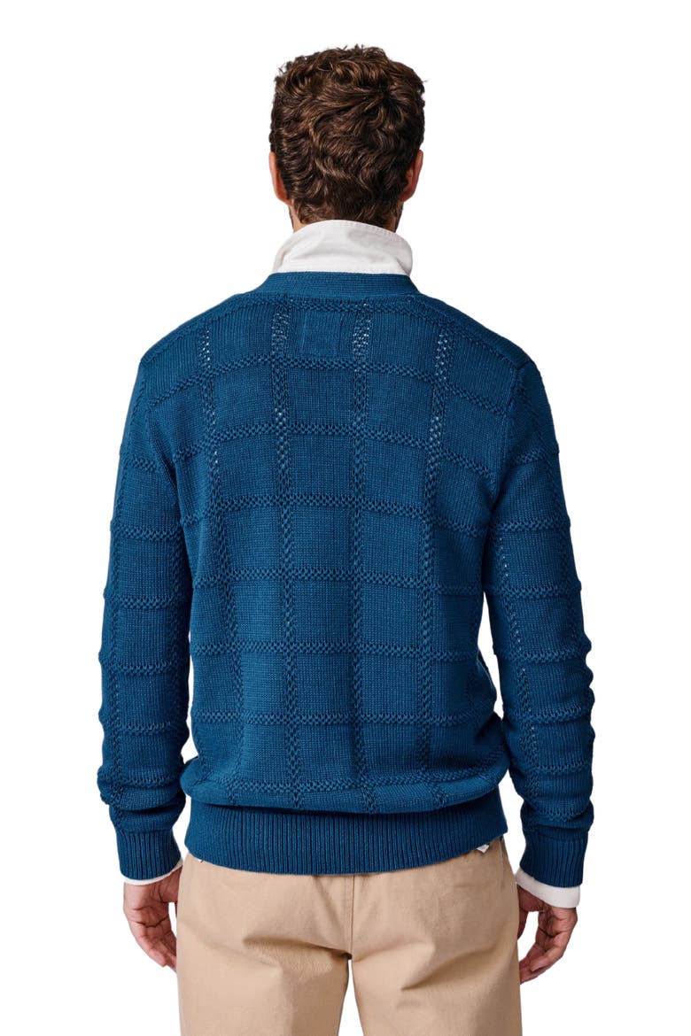 Rainham V-Neck Checked Cardigan, Alternate, color, Washed Indigo