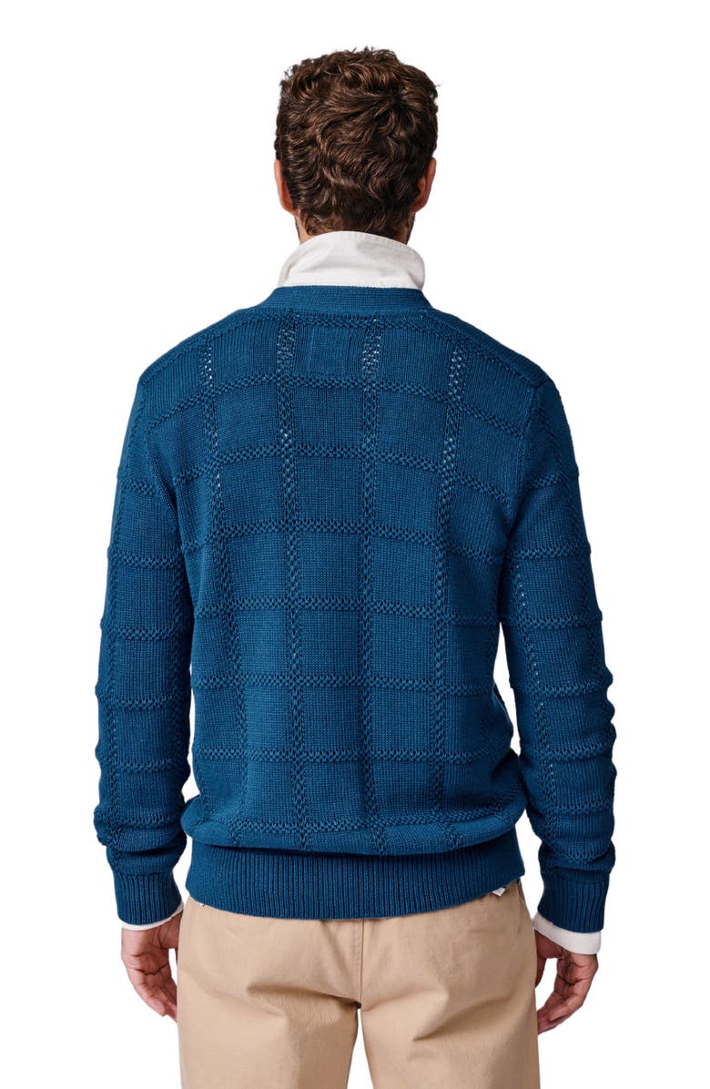 Aubin Rainham V-Neck Checked Cardigan, Alternate, color, Washed Indigo