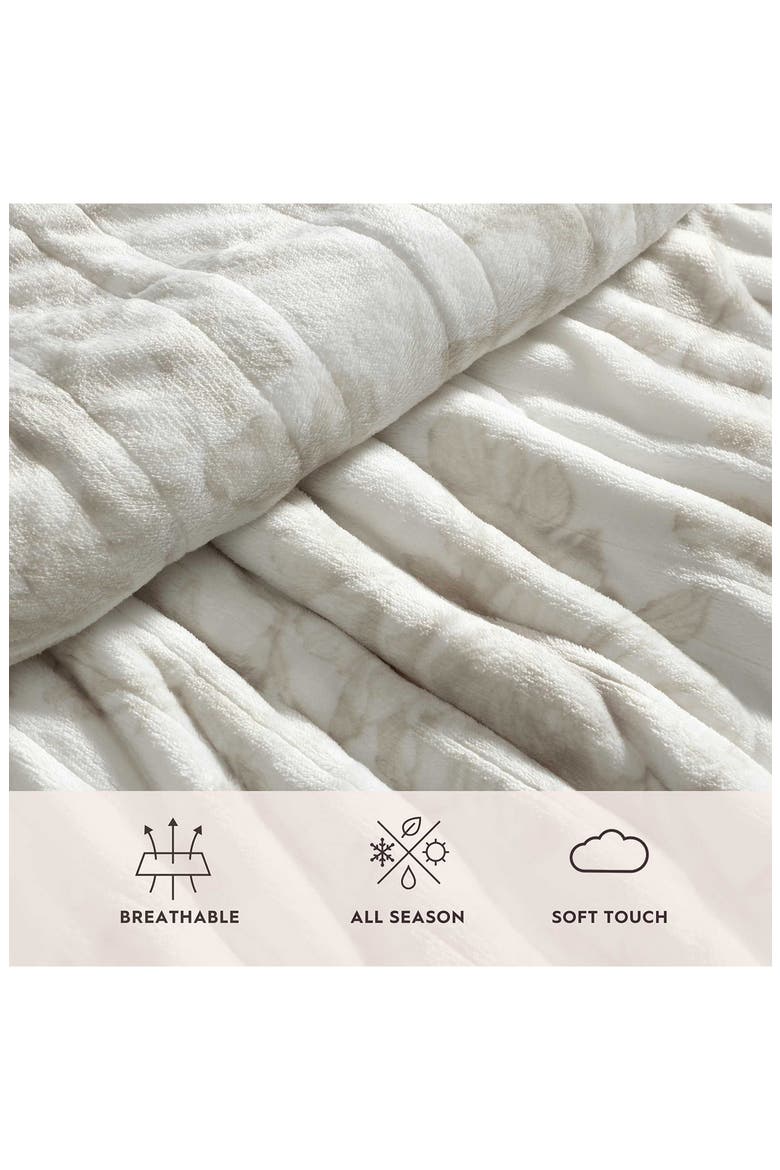 Wistful Blooms Reversible Faux Shearling Heated Throw Blanket, Alternate, color, LIGHT BEIGE