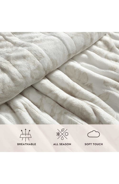 Laura Ashley Wistful Blooms Reversible Faux Shearling Heated Throw Blanket In Neutral