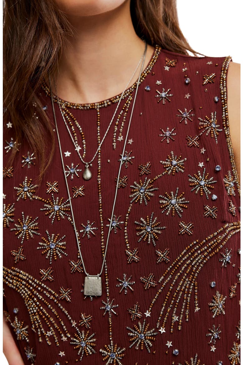 Brighter Days Beaded Minidress, Alternate, color, CHOCOLATE COMBO