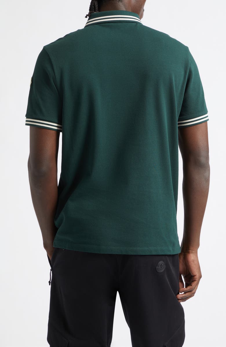 Moncler Tipped Cotton Piqué Polo, Alternate, color, Pine Grove