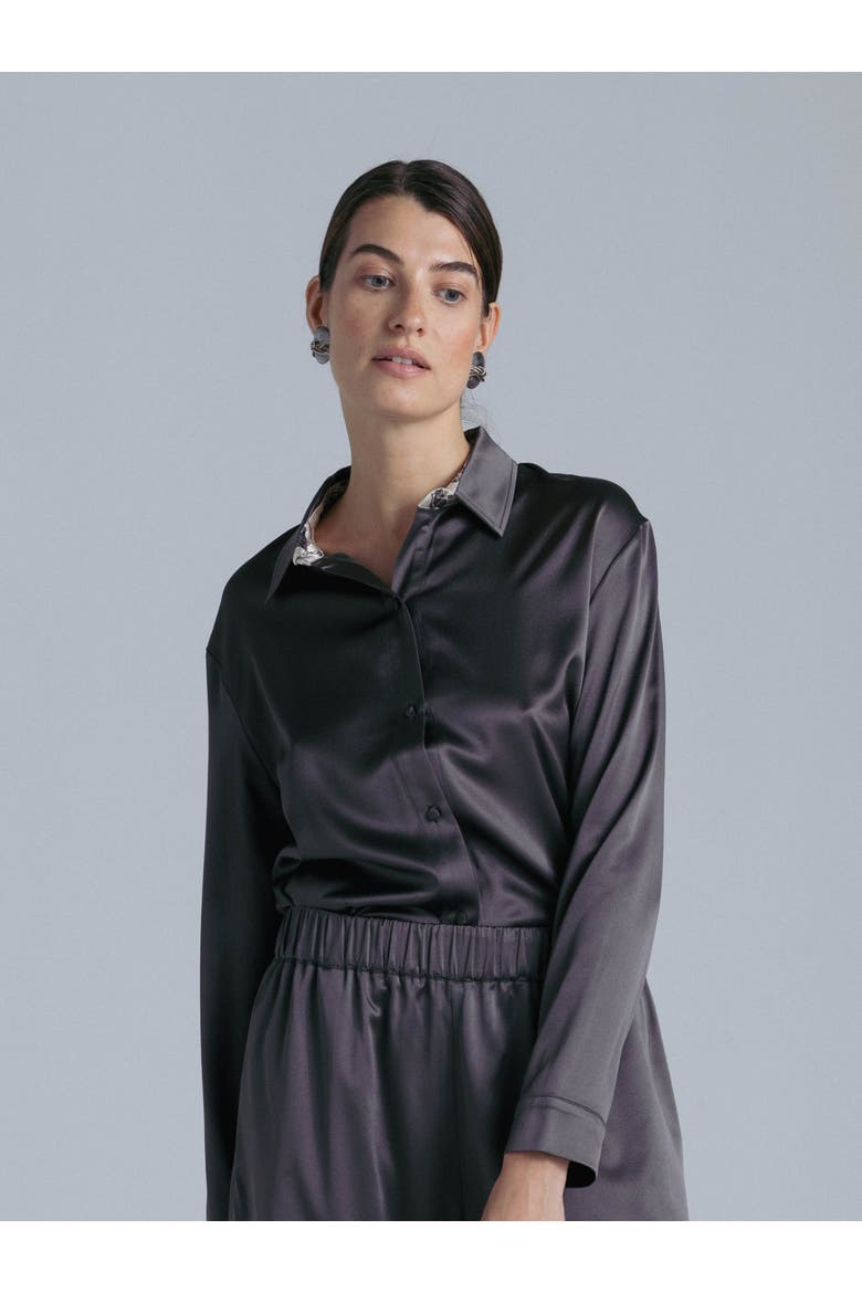 Silk Long Sleeve Shirt, Main, color, Magic Grey