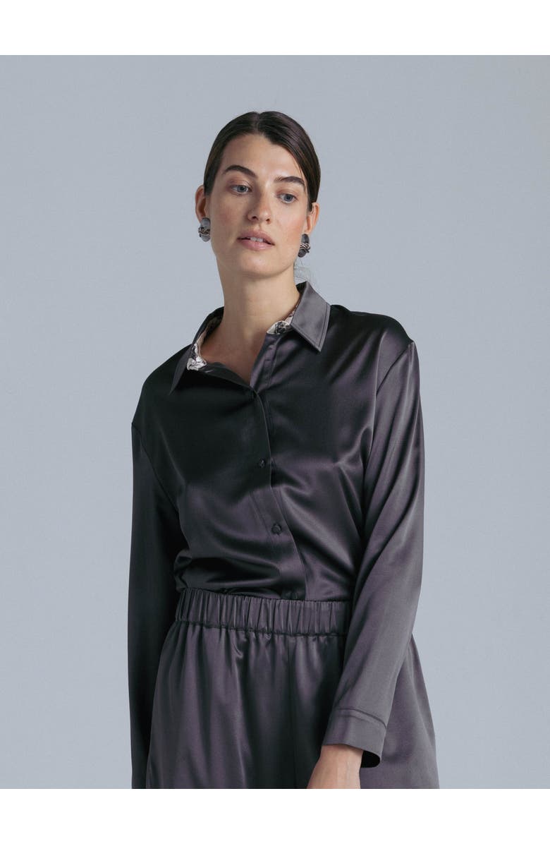 Alas Silk Long Sleeve Shirt, Main, color, Magic Grey