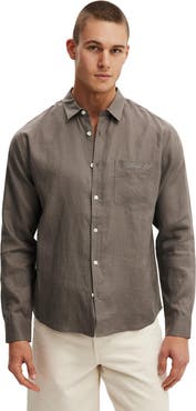 Cotton On Men's Relaxed Linen Long Sleeve Shirt