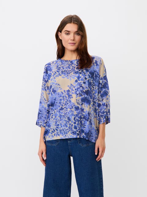 MaBecca Fluid Draped Floral Blouse