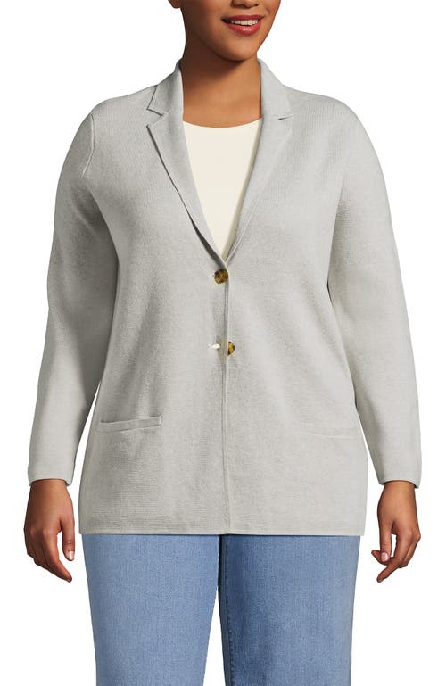 LANDS' END LANDS' END PLUS SIZE FINE GAUGE COTTON BUTTON FRONT BLAZER SWEATER