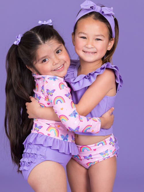 Rufflebutts Toddler Girls Upf50+ Long Sleeve Rash Guard Bikini