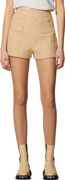 SANDRO Pierrot Button Detail Cotton Blend Shorts