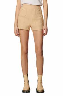 SANDRO Pierrot Button Detail Cotton Blend Shorts