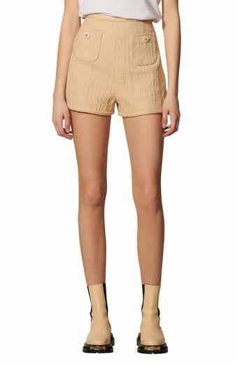 SANDRO Pierrot Button Detail Cotton Blend Shorts
