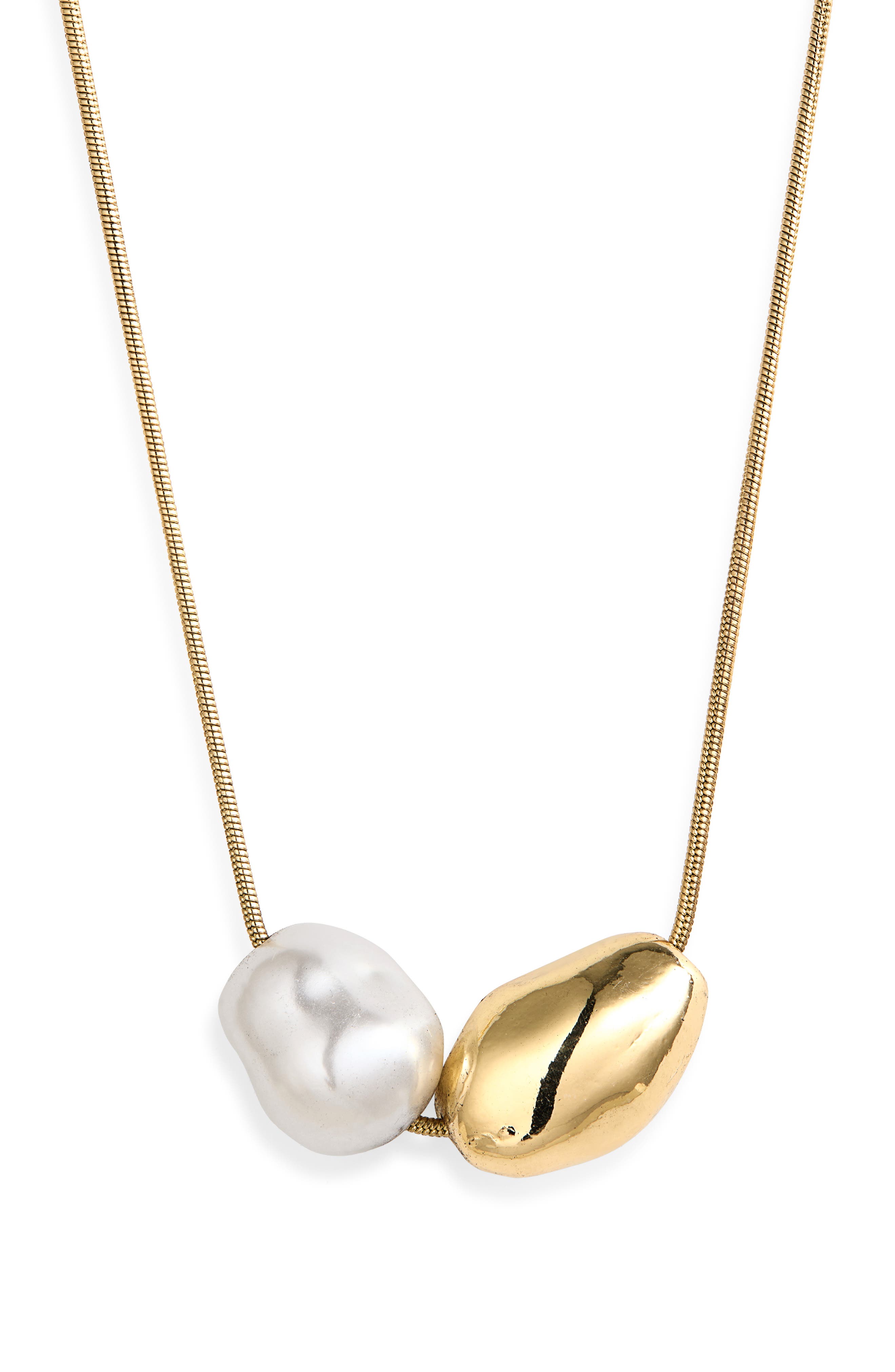 Faux Pearl Nugget Pendant Necklace